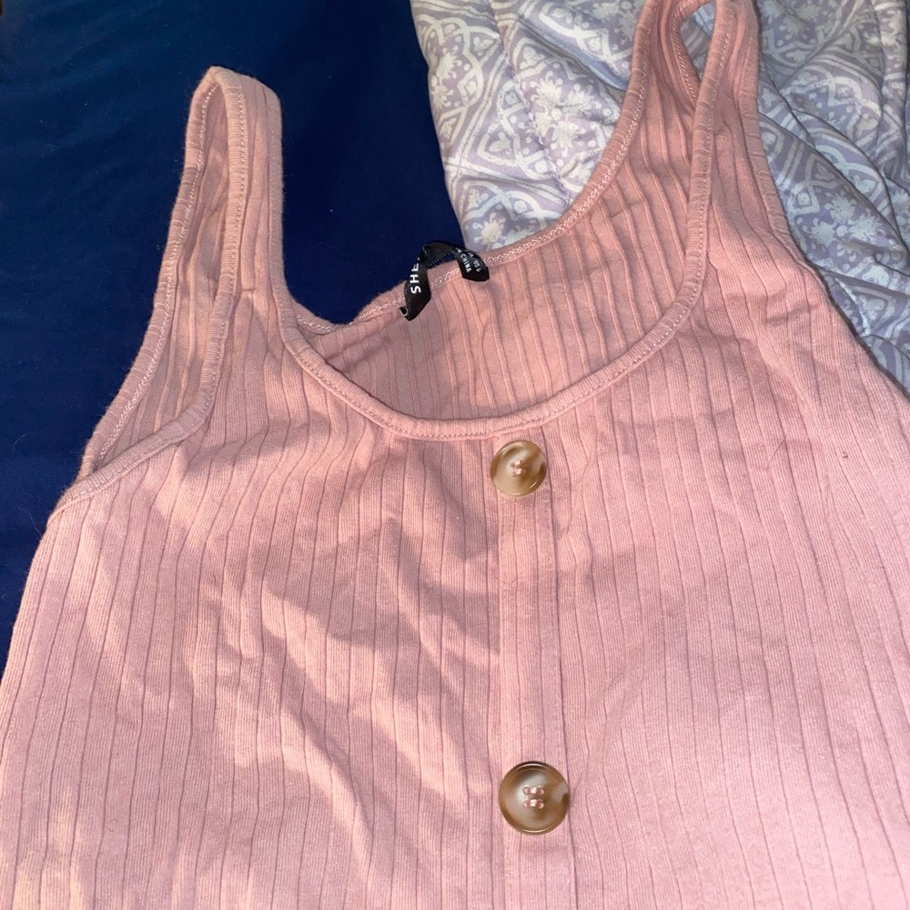 Blush Pink Ribbed Button Dress - Picture 3 of 5